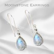 Moonstone Earrings Teardrop Crystal Style 925 Sterling Silver image