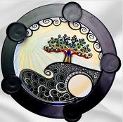 Tree of Life Earth Abundance Tealight Candle Holder Stand Base Plate Art Board Ornament Tarot image
