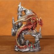 Dragon Castle  Statue Figurine Red New Year Symbol of Luck, Strength, Prosperity image