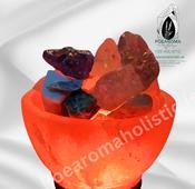 Himalayan Salt Lamp Chakra Crystals Fire Bowl Shape Large Complete Large 16×13cm image