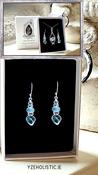 Aquamarine and Blue Topaz Crystal Earrings Long 925 Sterling Silver S image