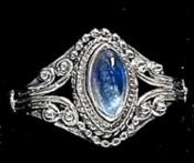 MOONSTONE CRYSTAL RING MARQUISE STYLE 925 SILVER GEMSTONE image