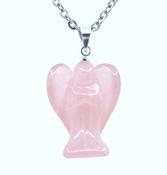 Rose Quartz Angel Necklace Carving Crystal Figurine image