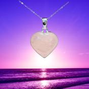 ROSE QUARTZ CRYSTAL HEART PENDANT NECKLACE 925 STERLING SILVER UNCONDITIONAL LOVE image