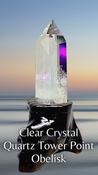 Clear Quartz Crystal Tower Point Obelisk - Clear Rock Quartz Crystal Master Healer Large with wooden base image
