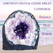 Amethyst Geode Druzy - Amethyst Crystal Cathedral Geode - Raw Amethyst Stone Geode image