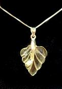Citrine Crystal Leaf 925 Sterling Silver Pendant image