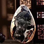 Serpentine Geode Crystal Druzy Cave Egg Brown Specimen image