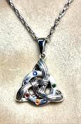 Celtic Knot Trinity Circle Crystal Pendant Necklace Sterling Silver image
