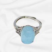 AQUAMARINE CRYSTAL 925 SILVER RING image