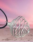 Cage Crystal Stone Holder Wrap Spiral Silver plated Pendant Large image