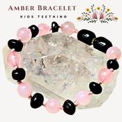 Amber Teething Bracelet Genuine Certified Baltic Polished Rose Quartz Amber image