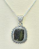 Moldavite Crystal Sterling Silver Amulet Necklace Pendant image