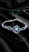 Emerald Crystal Jewellery Bracelet 925 Sterling Silver image