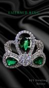 EMERALD CRYSTAL RING 925 STERLING SILVER image