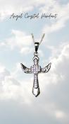Angel Cross Crystal 925 Sterling Silver Pendant image