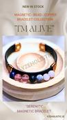 Bracelet Copper Chakra Healing Minerals Magnetic with Natural Stone Crystals image