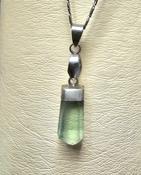 Green Amethyst Crystal Necklace Teardrop Faceted 18K white gold filled Amulet Pendant image