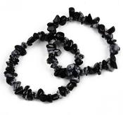 Snowflake Obsidian crystal chip bracelet elastic image