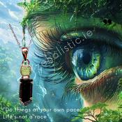 Black Tourmaline and Genuine Moldavite  Crystal Amulet Necklace Pendant Talisman image