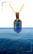 Aurora Blue Opal Fire Heloxahon Cabochon Wirewrapped Crystal Amulet Necklace  Multicolour image