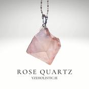 Rose Quartz Natural Stone Crystal Cluster Point Pendant Necklace Silver image