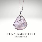 Star Amethyst Crystal Pendant Silver Necklace image