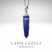 Lapis Lazuli Natural Crystal Pendant Point Bullet Necklace image