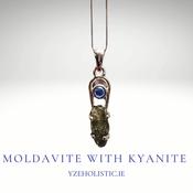 Moldavite with Kyanite Stone Pendant Necklace image