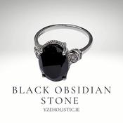 Black Obsidian Natural Stone Ring image