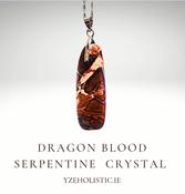 Dragon Blood Sepentine Natural Stone Healing Crystal Pendant Necklace 18K white gold fild image