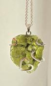 Moldavite Crystal Tektite Amulet Talisman 925 Sterling Silver 20" 2mm Chain Necklace image
