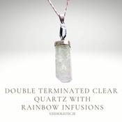 Double Terminated Clear Quartz with Rainbow Infusions Pendant Necklace image