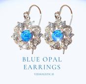 Blue Fire Opal Earrings 925 Sterling Silver image