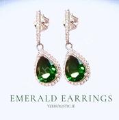 Emerald Crystal Earrings 925 Sterling Silver image