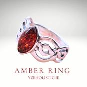 Amber Natural Stone Crystal Ring 925 Sterling Silver image