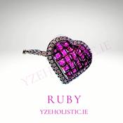 Ruby Crystal Ring Fuchsia Colour Natural Gemtone Ring 925 Sterling Silver image