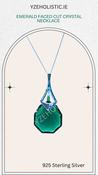 Emerald Faced Cut Crystal Pendant Necklace 925 Sterling Silver image