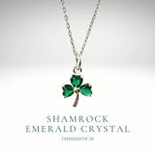 Emerald Crystal Lucky Clover 925 Sterling Silver Celtic Pendant Necklace image
