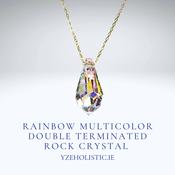 Rainbow Multicolour Double Terminated Rock Crystal 925 Sterling Silver Necklace image