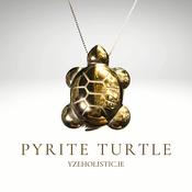Pyrite Natural Stone Carved Turtle 925 Sterling Silver Pendant Necklace image