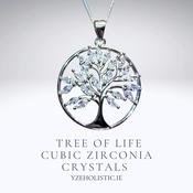 Tree of Life Zirconia Crystals Pendant 925 Sterling Silver Necklace image