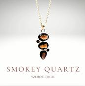 Smoky Quartz Crystal Natural Stone 925 Sterling Silver Pendant Necklace image