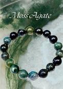 Moss Agate Bracelet Green Healing Gemstone Crystal Large Round Bead ±10mm image