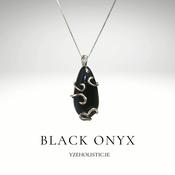 Black Onyx Crystal Pendant Necklace 925 Sterling Silver image