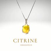 Citrine Crystal Natural Stone 925 Sterling Silver Pendant Necklace image