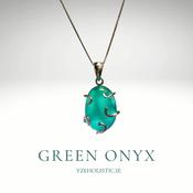 Green Onyx Crystal Wire Wrapped 925 Sterling SIlver Pendant Necklace image
