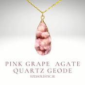 Grape Agate Pink Hue Quartz Crystal Geode Pendant Necklace image