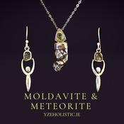 Meteorite Campo Del Cielo Genuine Moldavite Crystal 925 Sterling Silver Necklace Pendant &amp; Earrings Natural Stone Jewellery Set image