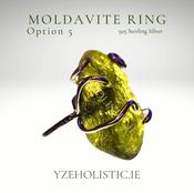 Moldavite Tektite Natural Stone 925 Sterling Silver Ring image